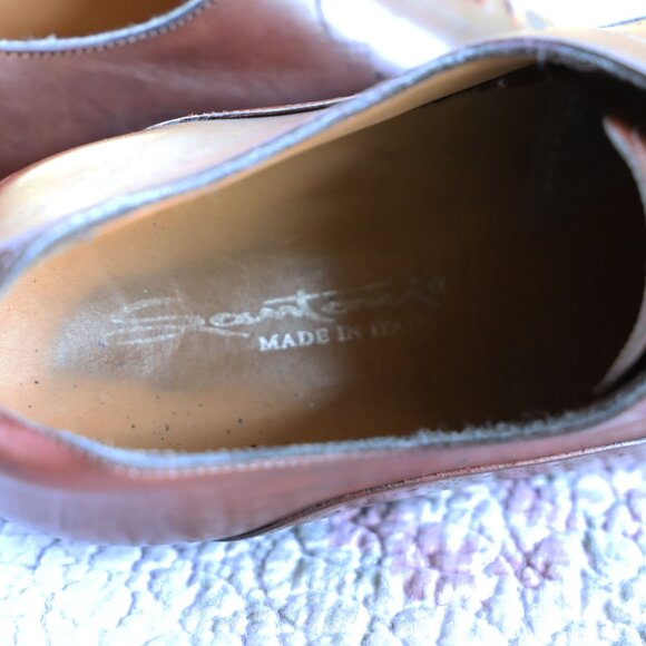 Santoni 9-D Italian Brown Cap Toe Oxford Mens Dress Shoes - Picture 12 of 13